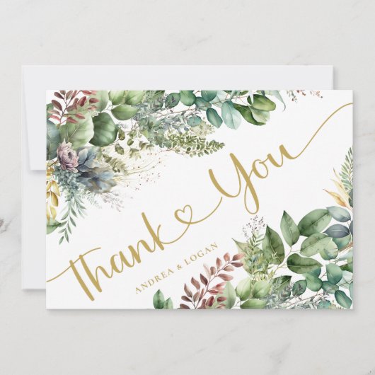 ユーカリ植物学結婚サンキューカード 招待状 (正面)