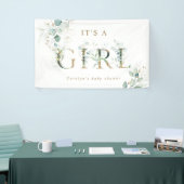 ユーカリ植物学金ゴールドレターガールベビーシャワー 横断幕 (トレードショー)