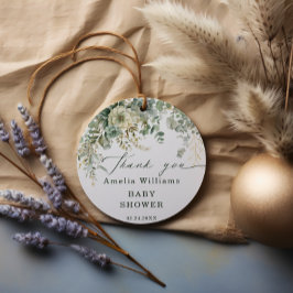 ユーカリ植物学金ゴールド赤ちゃんシャワーありがとう フェイバータグ