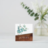 ユーカリ植物学QRコードとソーシャルメディアのアイコン スクエア名刺 (スタンド正面)