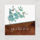 ユーカリ植物学QRコードとソーシャルメディアのアイコン スクエア名刺 (正面)