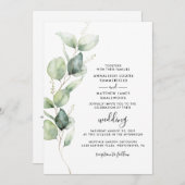 ユーカリ植物学QRコードミニマル結婚ズ 招待状 (正面/裏面)