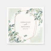 ユーカリ植物幾何学結婚学 スタンダードカクテルナプキン (正面)