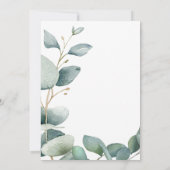 ユーカリ植物性の緑の葉の赤ちゃんシャワー 招待状 (裏面)