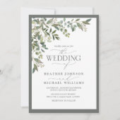 ユーカリ植物性フローラ水彩写真 招待状 (正面)