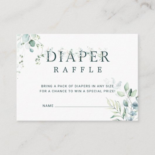 ユーカリ植物性ベビーシャワーおむつラッフル エンクロージャーカード (正面)