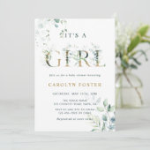 ユーカリ植物文字金ゴールドガールベビーシャワー 招待状 (スタンド正面)