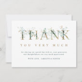 ユーカリ植物文字金ゴールド サンキューカード (正面)