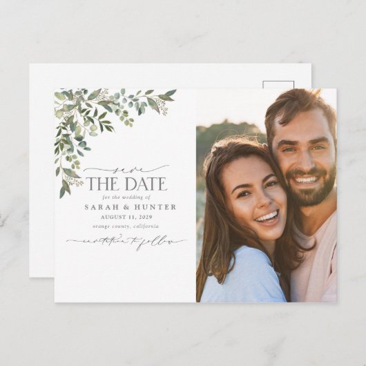 ユーカリ植物書道写真結婚ズ 案内ポストカード (正面/裏面)