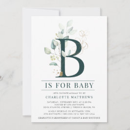 ユーカリ植物水彩写真ベビーシャワー 招待状