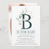 ユーカリ植物水彩写真赤ちゃんシャワー 招待状 (正面/裏面)