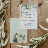 ユーカリ植物水彩緑の赤ちゃんシャワー 招待状