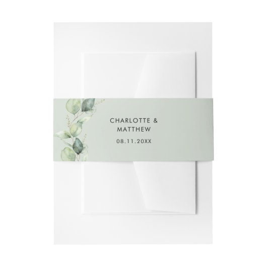 ユーカリ植物水結婚色 招待状ベリーバンド (正面例)