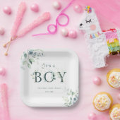 ユーカリ植物緑の手紙ボーイベビーシャワー ペーパープレート (パーティー)