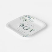 ユーカリ植物緑の手紙ボーイベビーシャワー ペーパープレート (傾斜あり)