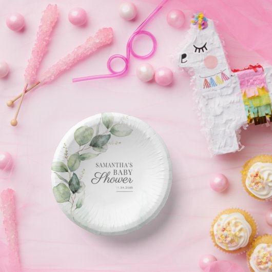 ユーカリ植物緑の赤ちゃんシャワー ペーパーボウル (パーティー)