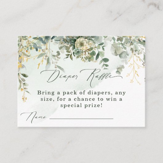 ユーカリ植物緑フローラおむつラッフル エンクロージャーカード (正面)