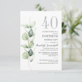 ユーカリ植物緑40歳のパーティー 招待状 (スタンド正面)