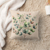 ユーカリ植物色クリーム色 クッション (ブランケット)
