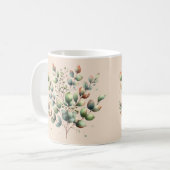 ユーカリ植物色クリーム色 コーヒーマグカップ (正面左)