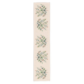 ユーカリ植物色クリーム色 ショートテーブルランナー