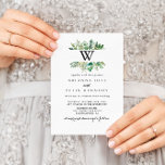 ユーカリ植物葉モノグラム結婚ズ 招待状<br><div class="desc">このユーカリ植物葉モノグラム結婚式招待状は熱帯性の植物に最適結婚である。手の美し色彩の鮮やかいユーカリ芸術的プタスの緑の葉イベントは、きちんとした花束に組み立てられてあなたのコレクションを装飾する。</div>