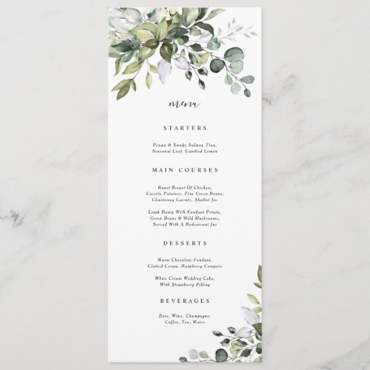 ユーカリ植物薬草メニューカード メニュー (正面)