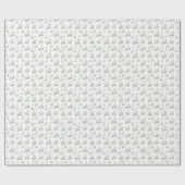 ユーカリ模様のシームレスな白バラ花 ラッピングペーパー (フラット)