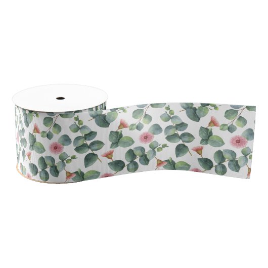 ユーカリ模様 グログランリボン (リール)