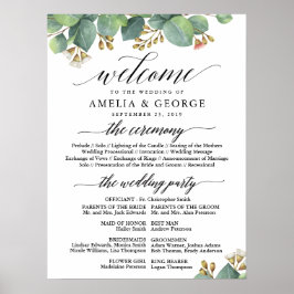 ユーカリ歓迎ウェディングプログラムサイン ポスター