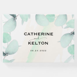 ユーカリ水の色エレガント緑結婚草 ゲストブック