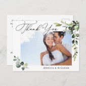 ユーカリ水の色結婚の写真ありがとうQR ポストカード (正面/裏面)