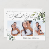 ユーカリ水の色結婚の3写真ありがとうQR ポストカード (正面/裏面)