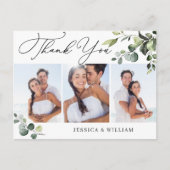 ユーカリ水の色結婚の3写真ありがとうQR ポストカード (正面)