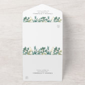 ユーカリ水カラー葉金ゴールド結婚ズ オールインワン招待状 (外側)