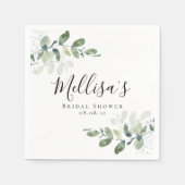 ユーカリ水彩ウェディングシャワー スタンダードカクテルナプキン (正面)