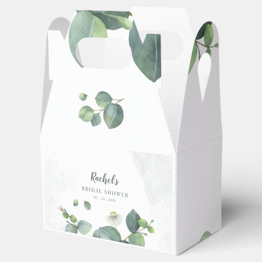 ユーカリ水彩グリーンウェディングシャワー フェイバーボックス (オープン)