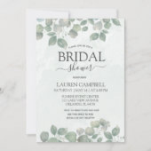 ユーカリ水彩グリーン シンプル ブライダルシャワー 招待状 (正面)