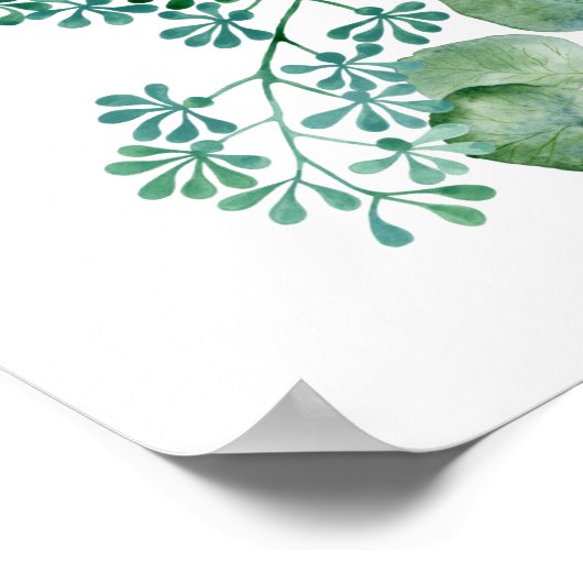 ユーカリ水彩グリーン ベビーサイン ようこそ ポスター (角)