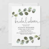 ユーカリ水彩シンプルブライダルシャワー 招待状 (正面)