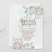 ユーカリ水彩セージ緑ブルゴーニュ 招待状 (正面)