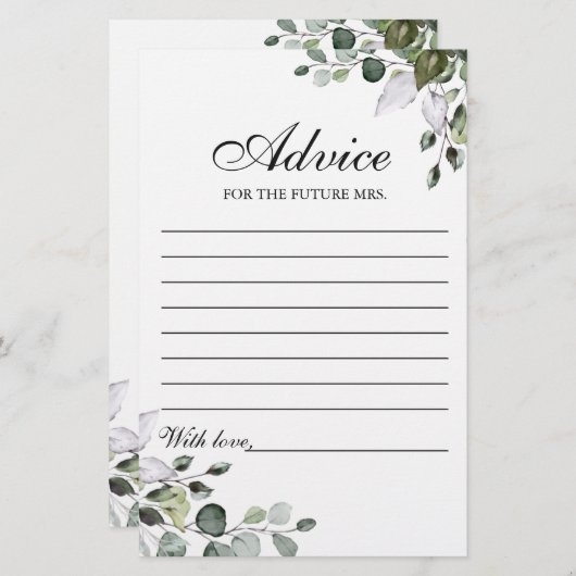 ユーカリ水彩フローラアドバイスカード (正面/裏面)