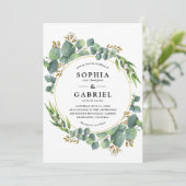 ユーカリ水彩フローラ円枠 招待状 (スタンド正面)