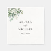 ユーカリ水彩フローラ名サマー結婚ズ スタンダードカクテルナプキン (正面)