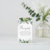 ユーカリ水彩ブライダルシャワーレシピ要求 エンクロージャーカード (スタンド正面)