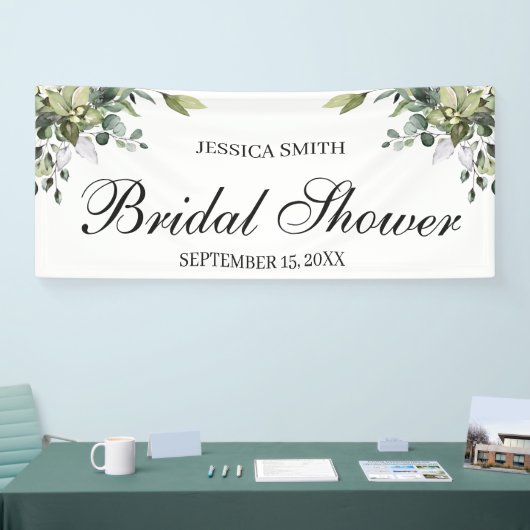 ユーカリ水彩ブライダルシャワー標識バナー 横断幕 (トレードショー)