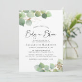 ユーカリ水彩ベビー開花シャワー 招待状 (スタンド正面)