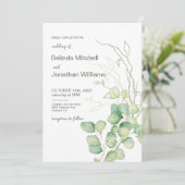 ユーカリ水彩ミニマルウェディング 招待状 (スタンド正面)