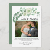 ユーカリ水彩写真ウェディングサンキューカード 招待状 (正面/裏面)