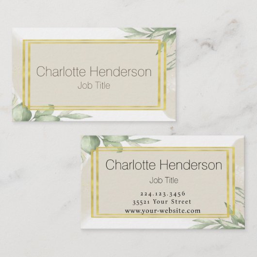 ユーカリ水彩名刺 名刺 (正面/裏面)